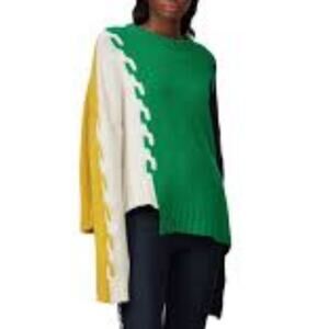 MONSE Wool Multi Patchwork Asymmetric Color Block Cable-knit Jumper Sweater XL